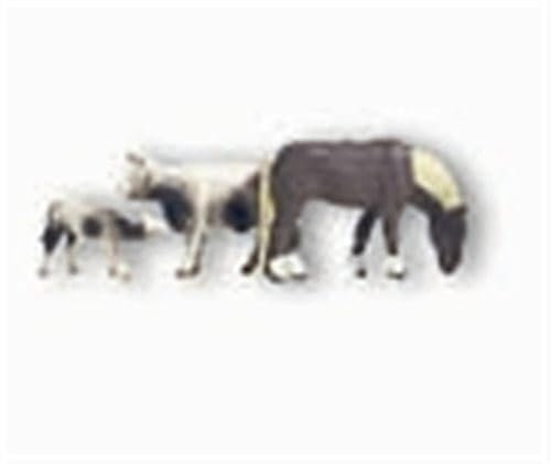 NOCH Set „Tiere auf dem Bauernhof“, H0 Modellbahn, handkolorierte Kunststofffiguren für Landleben Miniaturen