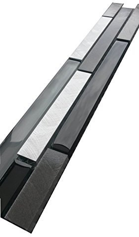 Edelstahl Aluminium Glasmosaik Bordüre Alu Schwarz/Silber Stäbe Matte Metall B701