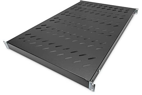 DIGITUS Tablette - Profondeur Variable - pour Montage Fixe - 19 Pouces - 1U - Charge 50 kg - pour armoires réseaux & serveurs - A partir de 1000 mm de Profondeur d'armoire - 1U - Noir