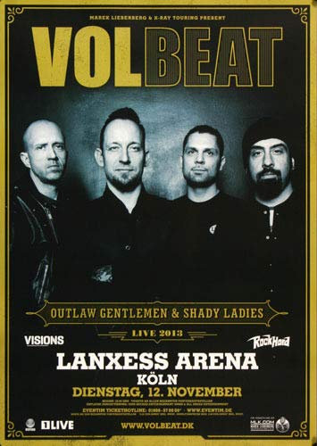 Volbeat - Beyound Hell, Köln 2013 » Konzertplakat/Premium Poster | Live Konzert Veranstaltung | DIN A1 «
