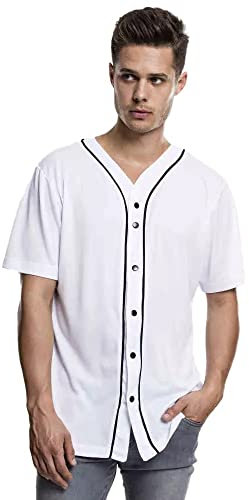 Urban Classics Herren Baseball Mesh Jersey T-Shirt, wht/blk, L