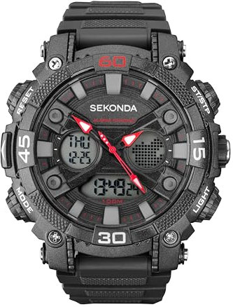 Sekonda Men's Digital Watch with Black Dial Digital Display and Black Plastic Strap 1036.05
