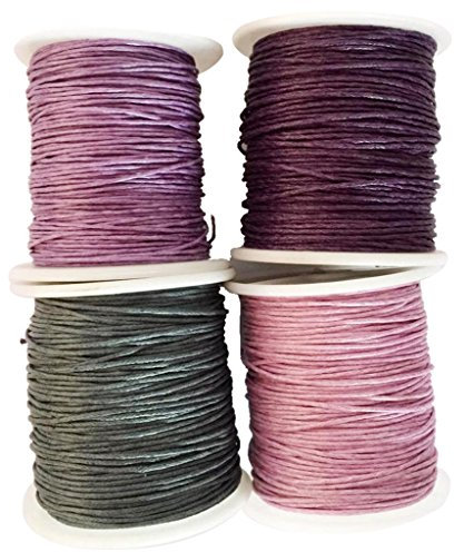 Sharplace 4 Rollen Gewachste Baumwollschnur Wachsband Baumwollkordel 1MM x 80M Gewachste Kordel für Armbänder Schmuckherstellung Halsketten Perlenfaden DIY Handwerk - Farbe 2
