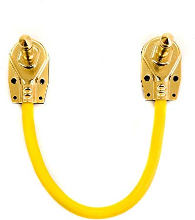 Guitar Patch Lead 6.35mm 1/4 Pancake Angled Jack/Effects Pedal FX Instrument Cable (Yellow, 0.15m)