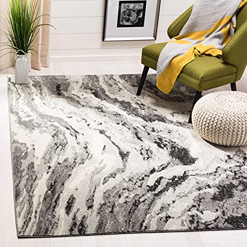 SAFAVIEH Traditionell Teppich für Wohnzimmer, Esszimmer, Schlafzimmer - Evoke Collection, Kurzer Flor, Elfenbein und Grau, 155 X 229 cm
