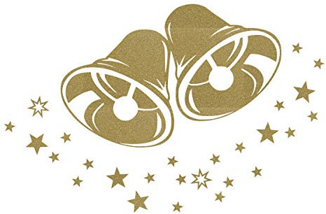 timalo® Fensterbild Wandtattoo Weihnachtsglocken Glocken Sternen Text Frohe Weihnachten Fensteraufkleber | 70024-a1-schwarz-58x38