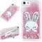 LCHDA para iPhone 8 Plus/7 Plus Funda Líquido Brillo con Soporte Lindo de Orejas de Conejo 3D Brillante Diamante Arenas Movedizas Flotantes Delgado Cristal Silicona Parachoques Carcasa - Rosa