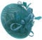 Caprilite Teal Turquoise and Light Blue Sinamay Big Disc Saucer Fascinator Hat for Women Weddings Headband