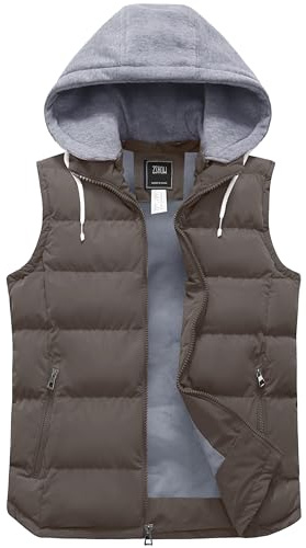 ZSHOW Mens Lightweight Winter Gilet Padded Vest Hooded | Body Warmer, Cotton Quilted, Windproof, Outdoor, Casual, Multi Pockets, Full Zip, Warm, Fall, Outerwear, Thermal, Insulated