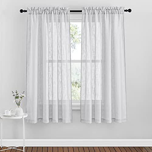 PONY DANCE Cortinas Translúcida Visillos - Cortinas Voile para Puertas Ventanas Salón Dormitorio, 2 Piezas, A 132 x L 160 CM, Gris Claro