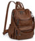 UTO Damen Rucksack Leder Schule Handtasche Schulrucksack Rucksackhandtaschen Multifunktionsrucksack mit Quasten Schultertaschen Große Kapazität vielen Kompartiment Reißverschluss Umhängetasche Braun