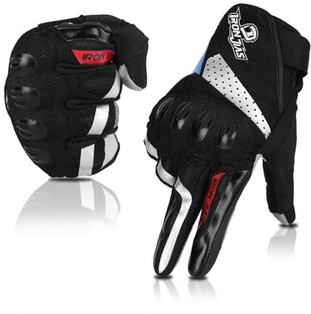 BORLENI Motorradhandschuhe, Vollfinger, atmungsaktiv, Motorradhandschuhe, Touchscreen, Knöchelhandschuhe