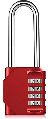 Combination Padlock with Code, BeskooHome 4 Digit Waterproof Code Padlock, Heavy Duty Number Padlock With 6.5cm Long Shackle for Outdoor Gate, Shed, Fence, Hasp Storage, Gym School Locker (1 Pack Red)