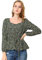 Allegra K Damen Herbst 2023 quadratischer Ausschnitt Gürtel Langarm Schößchen Blumen Top Bluse, Schwarz, Klein