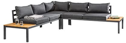 Riess Ambiente Große Garten Sitzgruppe Miami Lounge 240cm schwarz anthrazit Gartenmöbel inkl. Kissen Gartensitzgruppe Outdoormöbel Loungemöbel