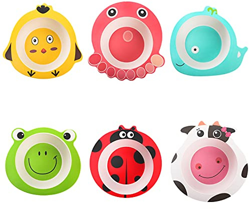 ZEAYEA 6 Pack Kids Bowls, 12 Oz Animal Shape Bowls for Kids Children, BPA Free Reusable Snack Bowl, Dinner Tableware for Serving Soup, Cereal, Pasta, Ice Cream