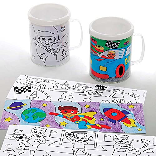 Baker Ross FE554 Bastelbecher zum Vatertag – 2 Stück, Kunst und Handwerk für Kinder, zum Bemalen, Mittel