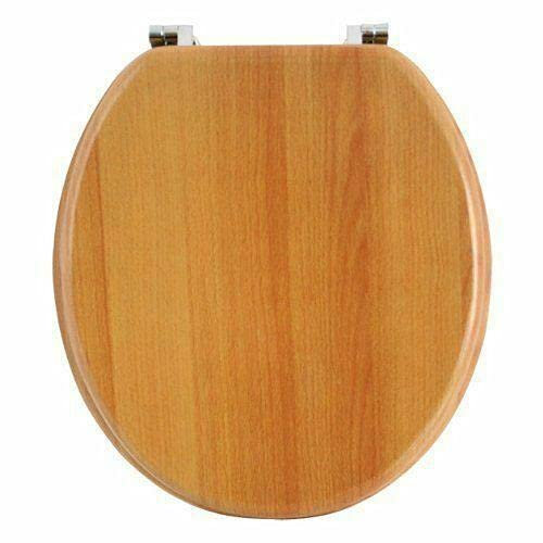 Elitezotec 18 MDF Universal Bathroom Wc Toilet Seat Easy Fit with Fittings Wooden W/C (Antique Oak)