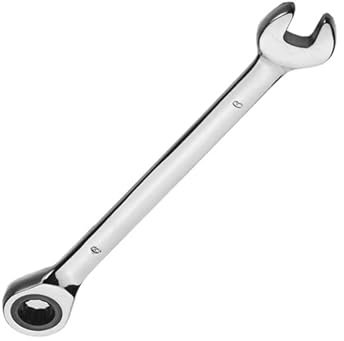 Leliafleury 9 mm Ratchet Spanner Fixed Head, Chrome Vanadium Steel Metric Ratchet Spanner, 72-Tooth, Box and Open End Ring Ratcheting Wrench Tool for Home Bicycle