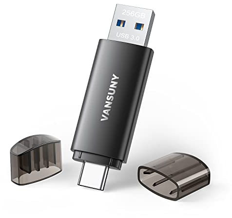 Vansuny Chiavetta USB 3.0 OTG 2 in 1 da 128 GB di tipo C con portachiavi, chiavetta USB 2 in 1 con portachiavi, per smartphone Android, computer, MacBook, tablet, PC