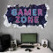 KAIRNE 3D Gamer Zone Wall Art Stickers for Boys Bedroom Accessories,Neon Light Gaming Wall Decal for Gamer Game Room Decorations,Game Fornite Video Gamer Decor for Boy Gift