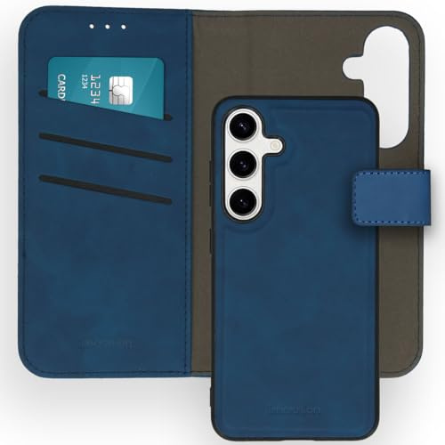 iMoshion kompatibel mit Samsung Galaxy S24 Hülle – 2-in-1 Luxus Klapphülle – Handyhülle mit herausnehmbarem Back Cover in Blau [Platz für 3 Karten, Magnetverschluss]