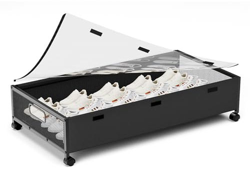 KITHELP Under Bed Storage Containers with Wheels, underbed shoe storage organizer with Removable Lids, Large rolling under bed storage dresser drawers for Clothes Toys Shoes Blankets, Liiyly-UBS-1