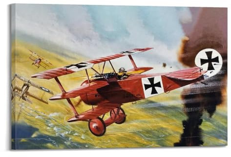 GUOYIN Poster, Motiv: Kampfflugzeug aus dem Ersten Weltkrieg, roter Baron, dekorative Leinwand, Familie, Schlafzimmer, Kunstwerk, Bild, Gemälde, 20 x 30 cm