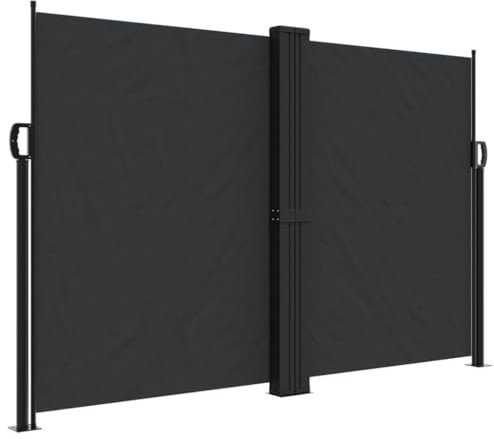 vidaXL Auvent Latéral Rétractable, Brise-Vue de Jardin, Écran de Protection, Écran de Balcon Terrasse Arrière-Cour Extérieur, Noir 160x1200 cm