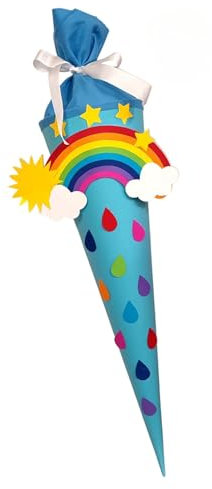 Schultüte Bastelset Regenbogen hellblau