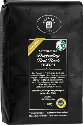 Darjeeling First Flush FTGFOP1, Ernte 2024, Paulsen Tee, Schwarzer Tee, rückstandskontrolliert (1000 g)