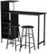 Vicco Bartisch-Set Naila, Schwarz, 121.5 x 40 cm mit 2 Hocker