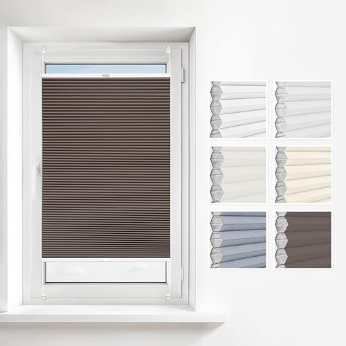 Estika Wabenplissee ohne Bohren nach maß Verdunkelung und Thermo Plissee für Fenster in verschiedenen Breiten (30-129 cm) und Höhen (50-149 cm) Waben erhältlich mit Montagezubehör