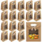 20 Stück Geschenktüte mit Fenster, 16 * 12 * 6cm Braune Papiertüten, Geschenktüten mit Griffen, Papier Geschenktüten, Papiertüten mit Fenster zum Verpacken von Bankett Geschenken, Süßigkeiten, Keksen