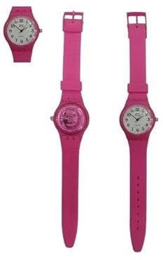 BLUSUPERSHOP Montre fushia fuchsia, cadran, 35 mm, longueur 23,5 cm, pour détenu, unisexe derrière transparent, approprié prison admissible pénitentiaire, Noir