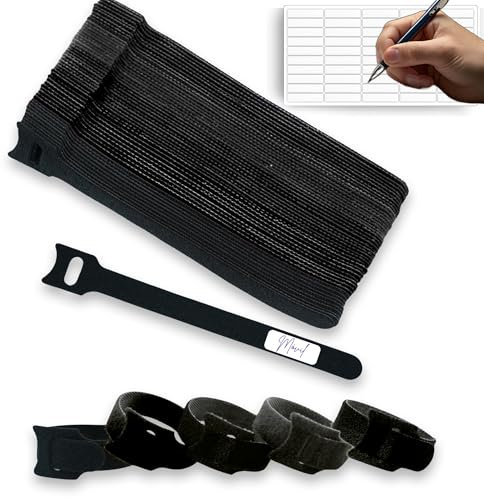 Bridas reutilizables organizador cables – Pack 50 unidades – Ordenar cables con etiquetas autoadhesivas – Organizador de cables ideal para organizar cables en casa, oficina o estudio