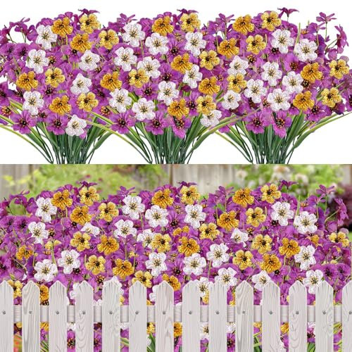 12 Mazzi Fiori Artificiali per Esterni Piante Finte Resistenti ai Raggi UV in Plastica Fiori Finti per Interni ed Esterni Fioriere da Appendere da Giardino Finestra Decorazione Domestica (Colore C)