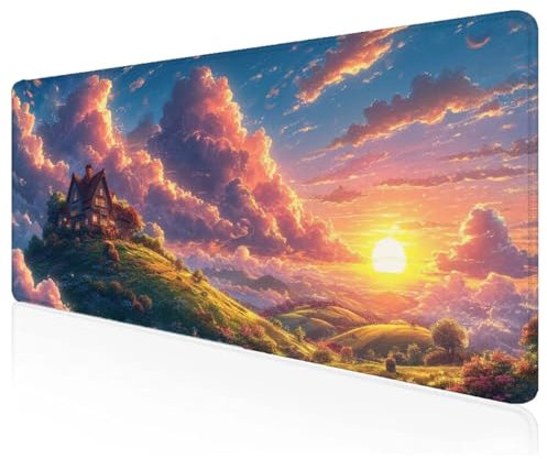 Tapis de Souris XXL 1200x600x3mm Dimanche,Grand Tapis de Souris Gamer La Maison avec Base en Caoutchouc Antidérapant Extended Mousepad,pour Gamer,Pc et DéCoration de Bureau,Accessoire Bureau S-26