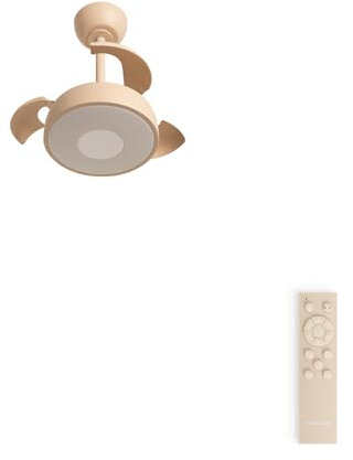 CREATE / WIND CLEAR CUP/Ventilador de techo con luz arena con mando / 40W, Silencioso, Ø55 cm, aspas retráctiles, luz LED 3 temperaturas, temporizador, función verano-invierno