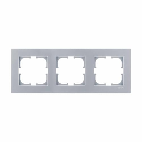 EXEN - Serie KARELL Rahmen 3-fach für Lichtschalter und Steckdose - Panel für Wandlichtschalter und Steckdosen - Silber - 224mm - K103/10E