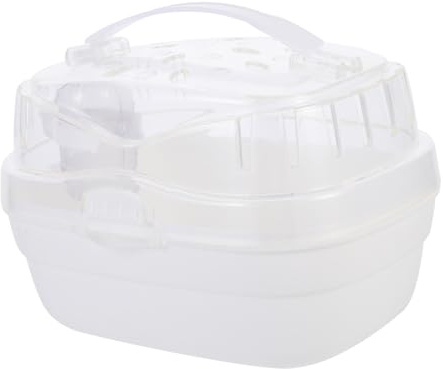 TOBBOMEY Haustier Transportbox Hamsterkäfig aus Kunststoff Tragbar Atmungsaktiv Outdoor Kleintier Reisetasche für Hamster Mäuse Meerschweinchen