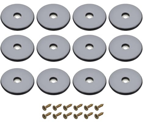 Unifizz Möbelgleiter zum Anschrauben, 50 mm, PTFE, rund, Stuhlbein-Bodenschoner für Holz-, Laminat- und Fliesenböden, langlebige Teflon-Gleitpads mit Schrauben, leises Gleiten, kratzfest, 12 Stück
