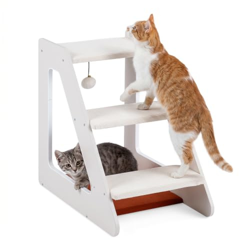 COSTWAY Scaletta a 3 Gradini per Gatti di Piccola Taglia, Scala per Cani