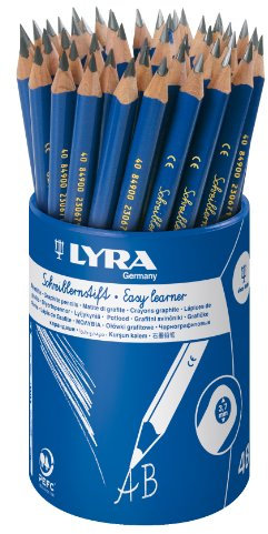 LYRA 1733480 Bleistift Graphit Initiation Schreiben Mine B 4 mm Durchmesser 8,5 mm Schaft Dreieckig Topf 48 U, farblich Sortiert