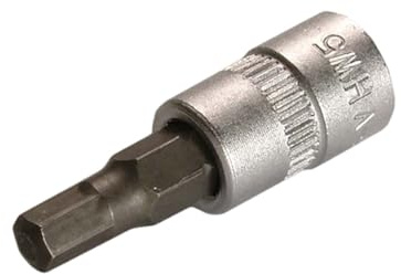 SW-Stahl IE/4-4 Innensechskanteinsätze 1/4 Antrieb, 4 mm Stecknuss | Schraubendreheinsatz aus Chrom-Vanadium-Stahl, matt verchromt, Länge 36 mm, 6,3 mm Vierkant-Antrieb, Innensechskant-Profil
