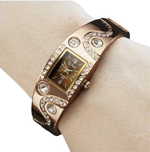 ODETOJOY Bracciale rigido in oro rosa Regalo per Natale Compleanni Bracciale Orologio da Polso Braccialetto Charms per Donna Ragazza Cristalli