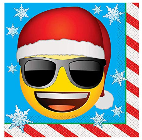Unique Party 16,5 cm Emoji-Weihnachten Papier Servietten, 16 Stück