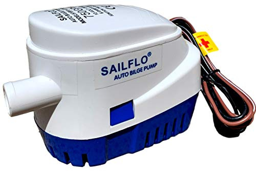 SAILFLO Automatic Bilge Pump for Boats 750 GPH (3/4 Hose Outlet) 12 Volt Auto Bilge Pump with Built-in Float Switch