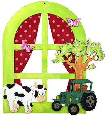 Petra's Bastel-News Bastelset Fensterbild Kuh inkl. Holz-und Filzteile, ca. 20cm, Filz, rot, 28 x 19 x 5.5 cm
