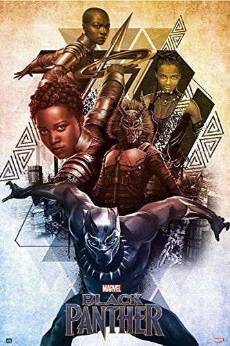 Close Up Marvel Poster Black Panther (61cm x 91,5cm) + 2 St. Schwarze Posterleisten mit Aufhängung